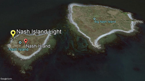 Google Earth view of Nash Island Light location